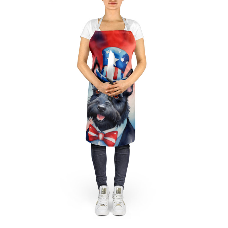 Patriotic American Apron, Black/Blue Scottish Terrier