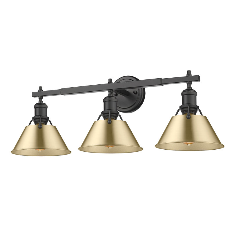 Luminaire à 3 lumières Felda, Noir mat, Bronze champagne brossé