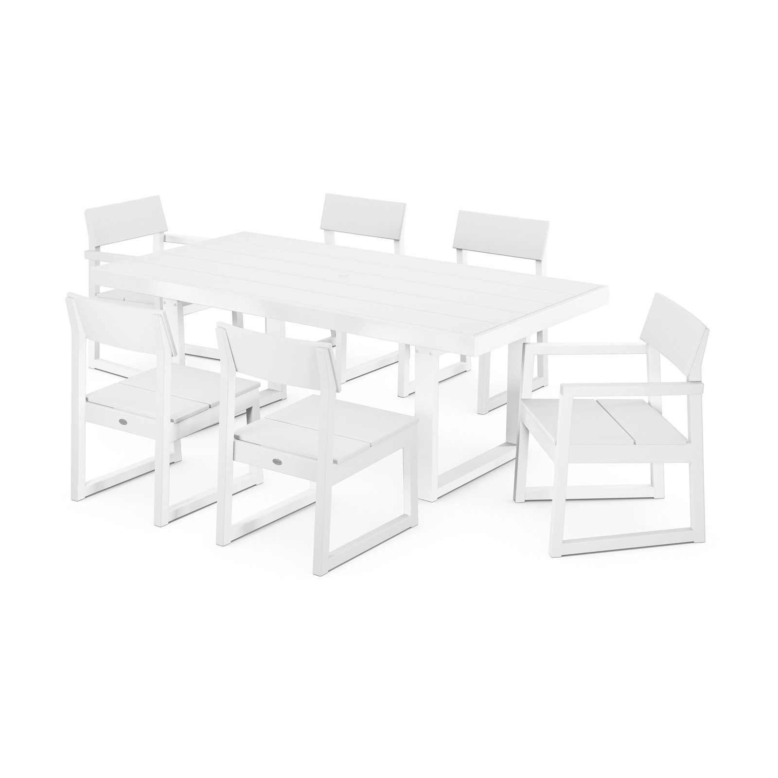 POLYWOOD® Edge 78" Patio Dining Set, White