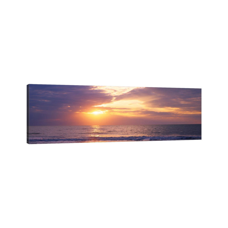 Atlantic Ocean At Sunset, Gulf Of Mexico, Naples, Collier County, Florida, USA by Panoramic Images - Wrapped Canvas Panoramic Print