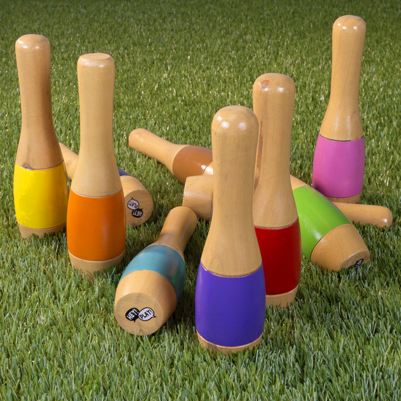 Colorful 9.5 Inch Wooden Lawn Bowling Game Set