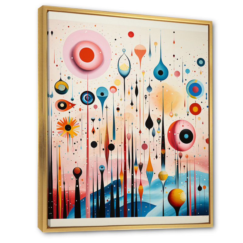 «Crystalline Consciousness», art rétro sur toile - minimalisme, Cadre flottant doré, H 40 po x l 30 po x P 1,5 po