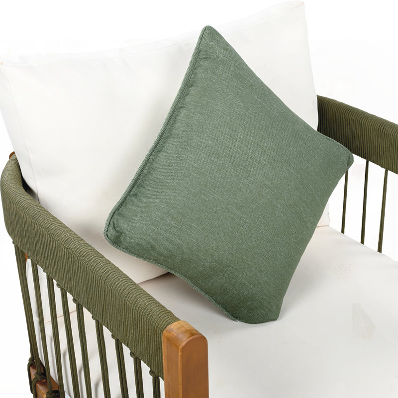 Acacia Wood Outdoor Club Chair, Beige, Natural/Green