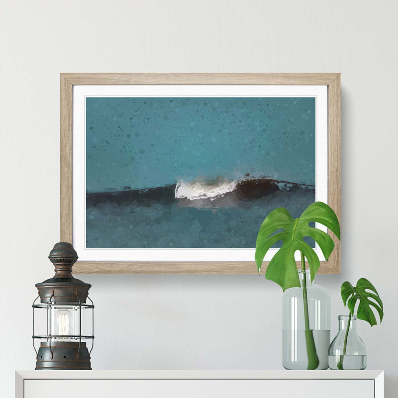Wave Curl in Abstract - Picture Frame Graphic Art Print, Oak, 40cm H x 60cm W x 2cm D