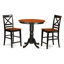 Ensemble de table de salle à manger à hauteur de comptoir 3 pièces comprenant une table ronde en bois avec piédestal et 2 chaises, noir et cerise-1611021802-1611021806