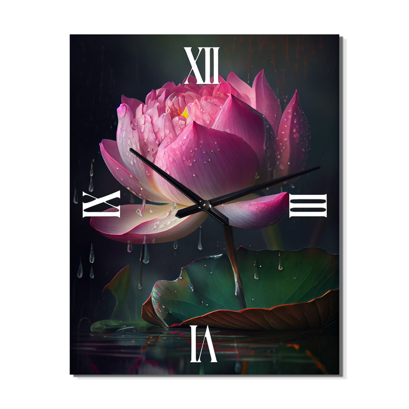 Magnifique lotus fleuri rose - horloges murales Lotus, Très grand