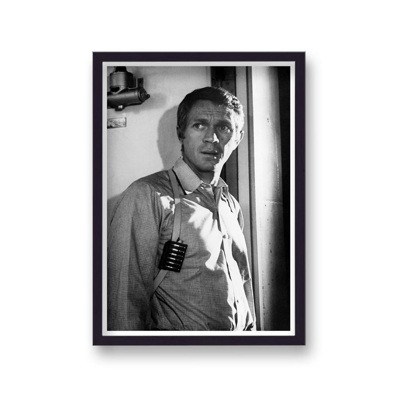 Steve Mcqueen Shoulder Holster 2 Bullitt B&W 1 Piece Single Picture Frame Wall Art