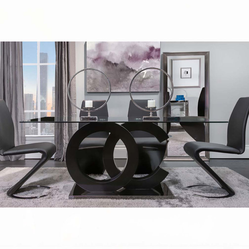Chaise de salle à manger en similicuir, Noir