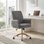 Chaise de bureau en velours côtelé gris à dossier moyen avec base dorée élégante et mousse à mémoire de forme