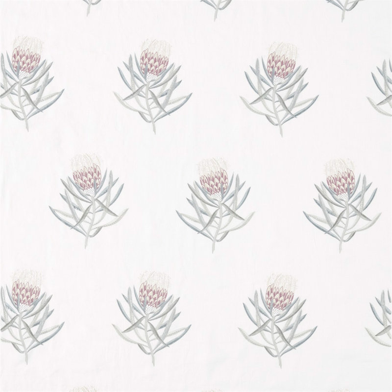 Protea Flower Fabric, Porcelain/Orchid