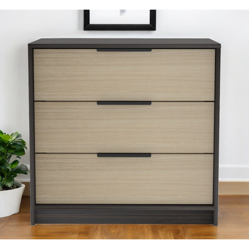 Commode 3 tiroirs l 27,6 po, Black/Light Oak
