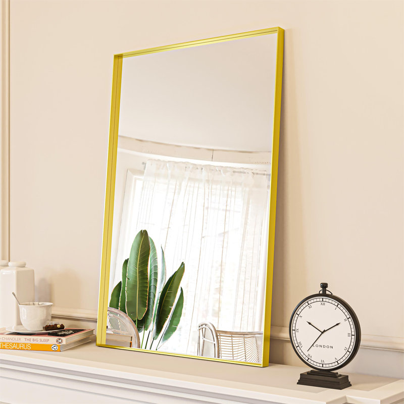Aluminum Right-Angle Framed Mirror – Sleek Wall Accent Mirror with Rust-Resistant Welding Frame, 24" x 36"