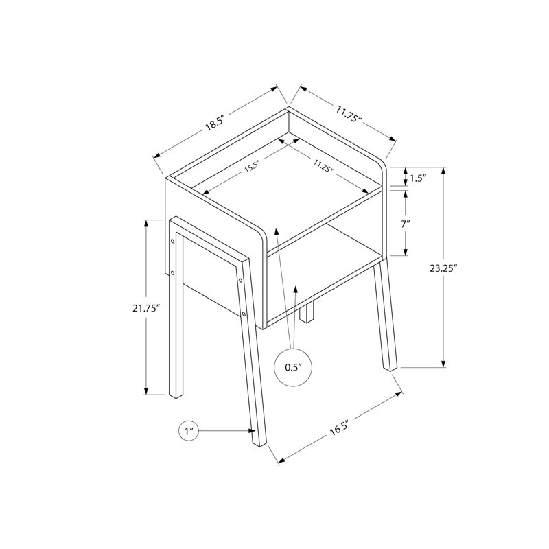 Table de chevet élégante, table de chevet, table d'appoint, petite table de bout avec armoire de rangement ouverte