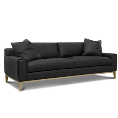 Canapé à accoudoirs carrés en cuir véritable 96 po Como