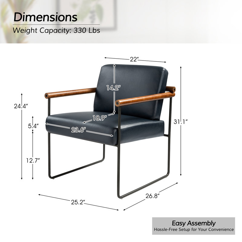 Fauteuil ergonomique en cuir Avelina, Similicuir bleu marine
