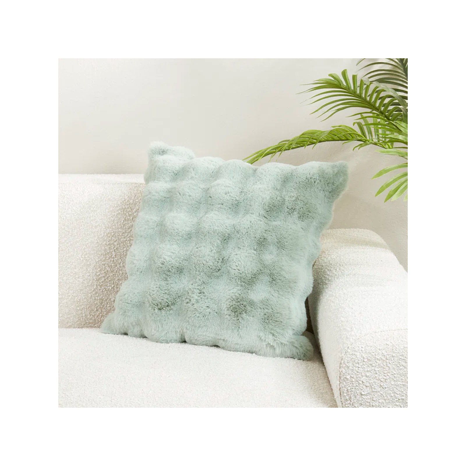 Cozy Bubble Faux Fur Pillow Cover, No Insert, Mint, Square 20"