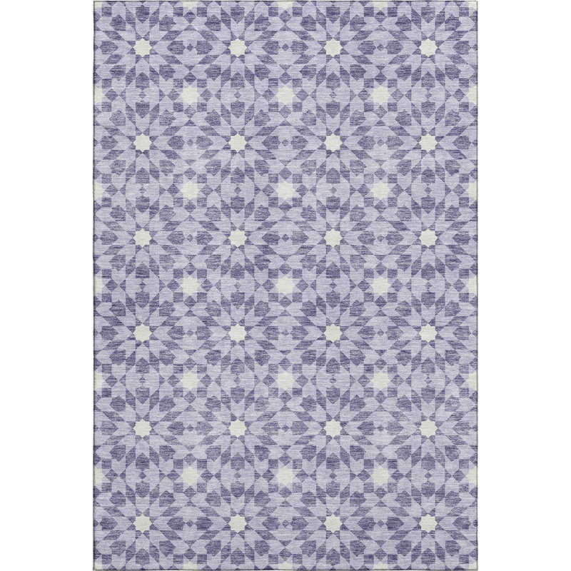 Premium Machine Washable Tweedy Lilac Rug, Rectangle 10' x 14'