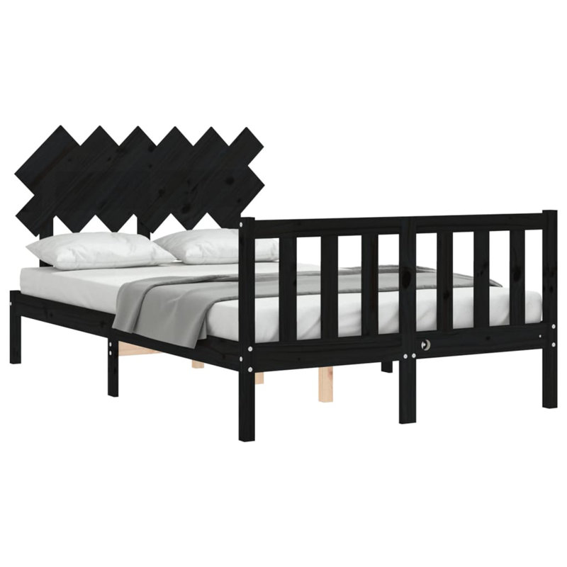 Bed Frame with Headboard, Black, Small Single (2'6)