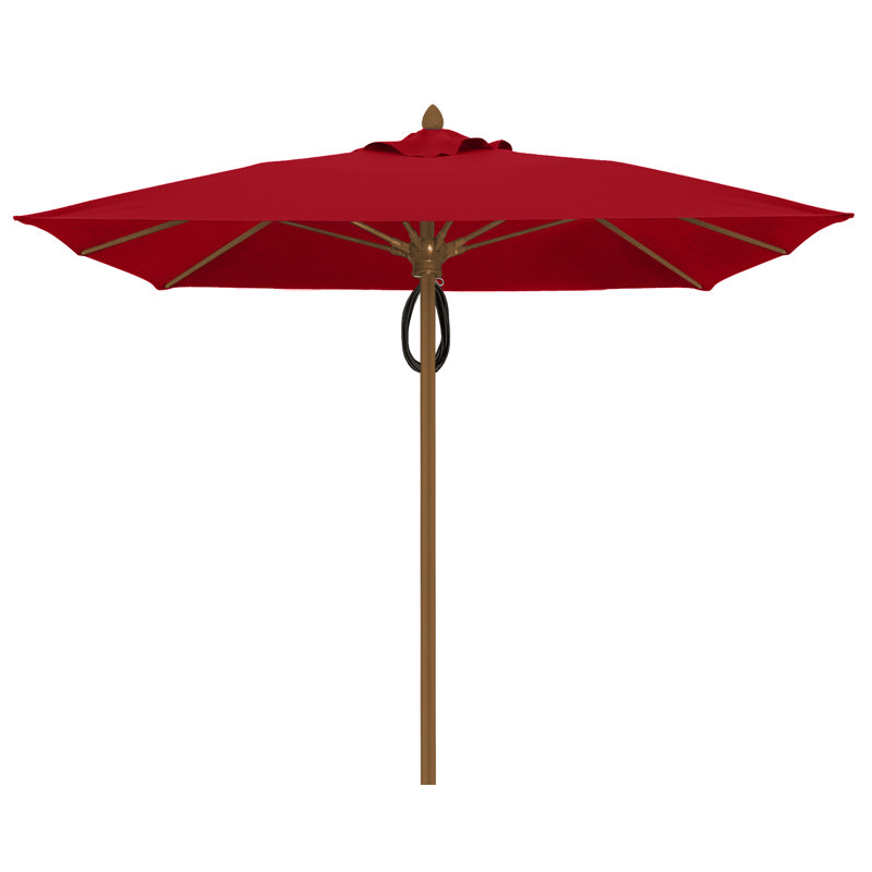 Parasol de marché carré 7,5 pi Prestige, Bronze champagne, Toile Sunbrella® rouge Jockey