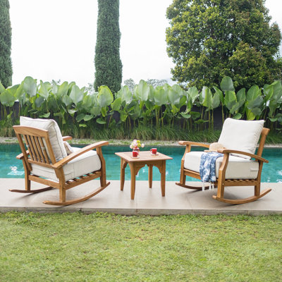 Summerton Teak 2 - Person Patio Conversation Sets With Cushions