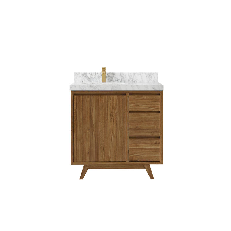 Ensemble de meuble-lavabo simple 36 po Kristynn, Marbre de Carrare