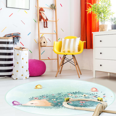 Round Alesso Vinyl Machine Printed Area Rug