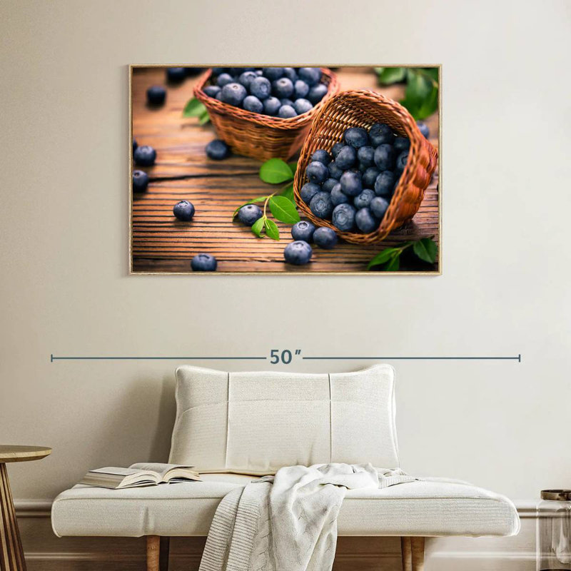 Bleuets, Cadre flottant en bois naturel, 40 po x 27 po