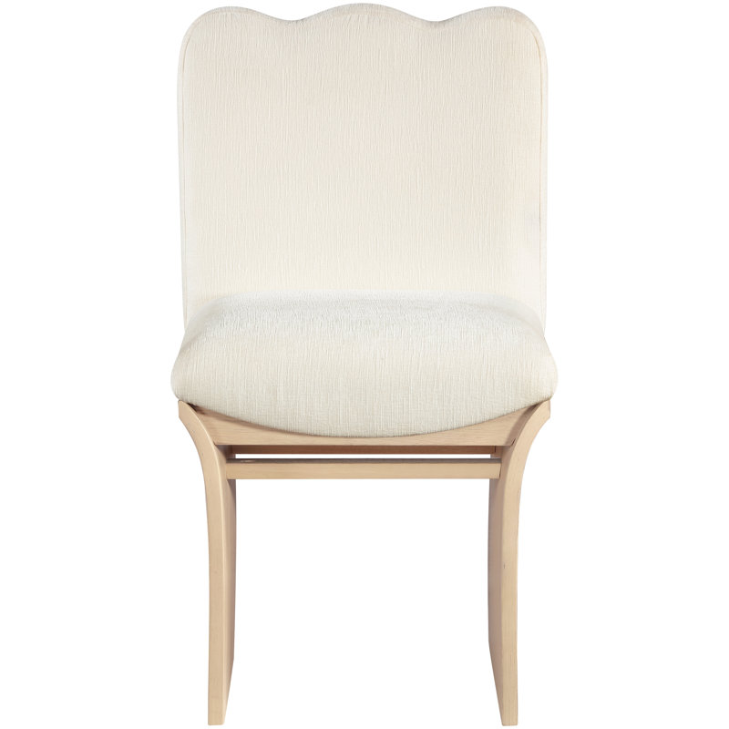 Shaw Cassady Chenille Fabric Upholstered Dining Chair, Cream Chenille Fabric, Natural