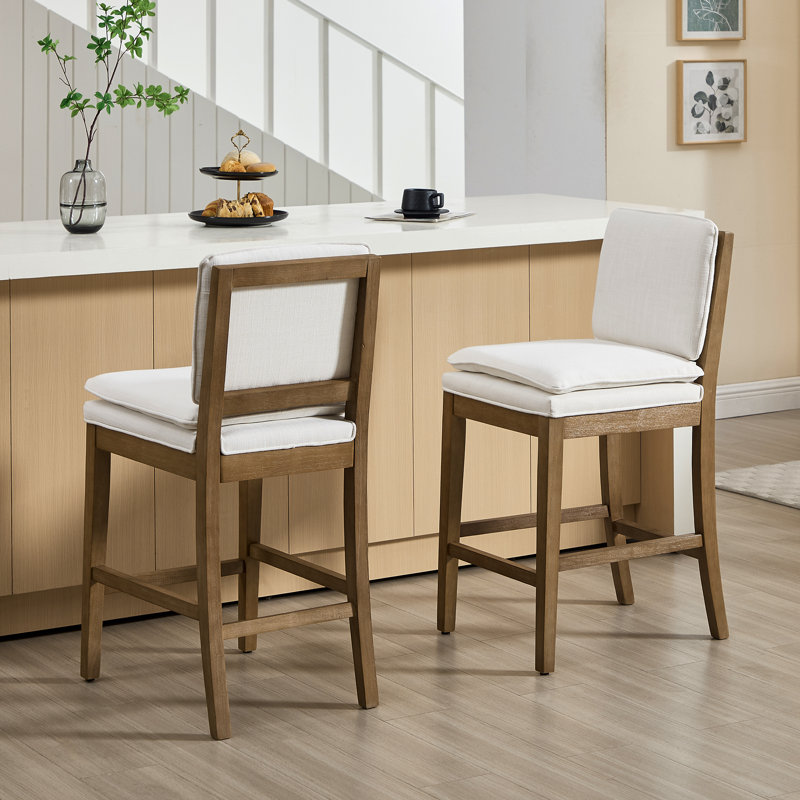 Tabourets de bar modernes avec tabourets de bar rembourrés avec dossier et pieds en bois Modern