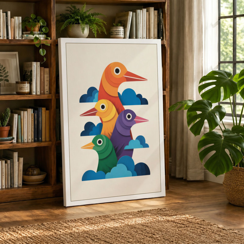 Stacked Birds Modern - Wrapped Canvas, 18x12 - 45.7 x 30.5 cm, Sage Border