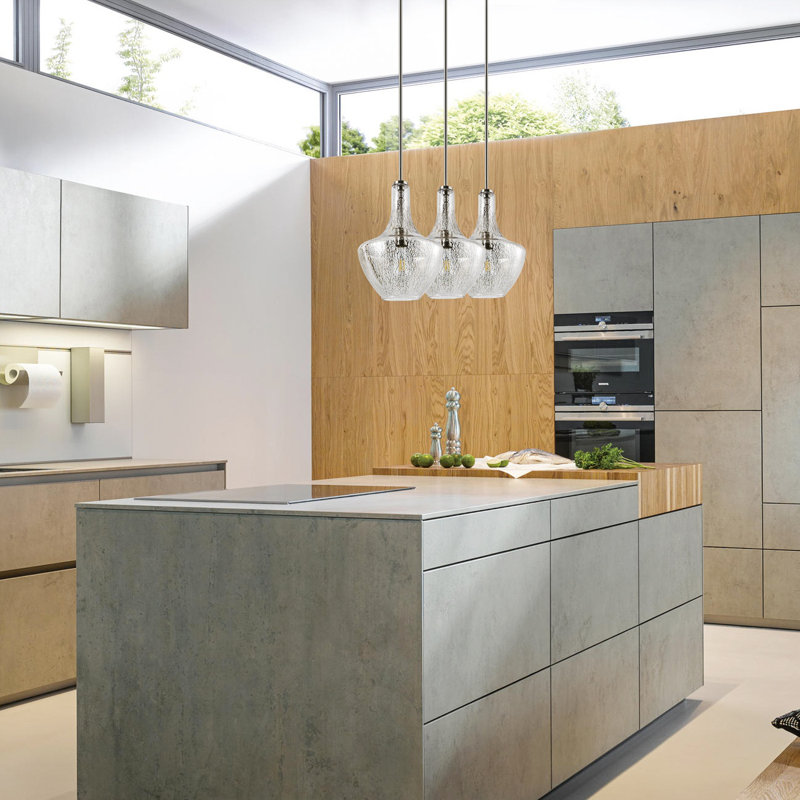 Cammie 3 - Light Kitchen Island Pendant, Smokey, Satin Nickel