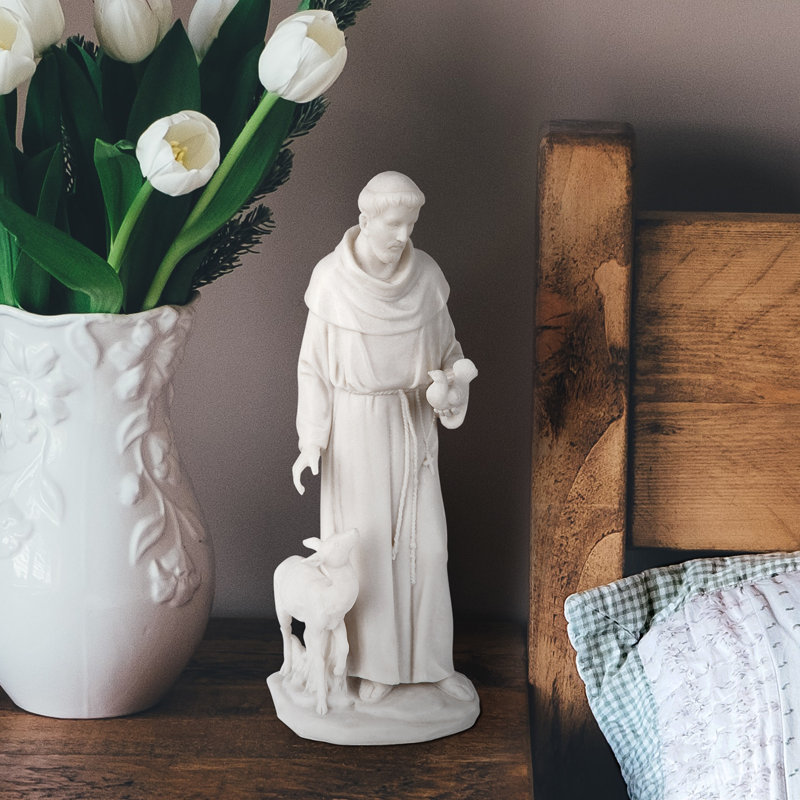 Statue en résine de marbre Saint François d'Assise