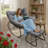 Dark Gray Egg Rocking Chair With Ottoman, All-Weather Wicker Lounge & Cushions-227707214