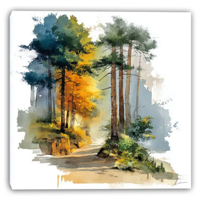 Golden Forest Path Wrapped Canvas Wall Art
