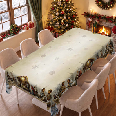 Machine-washable polyester tablecloth for Christmas party decorations