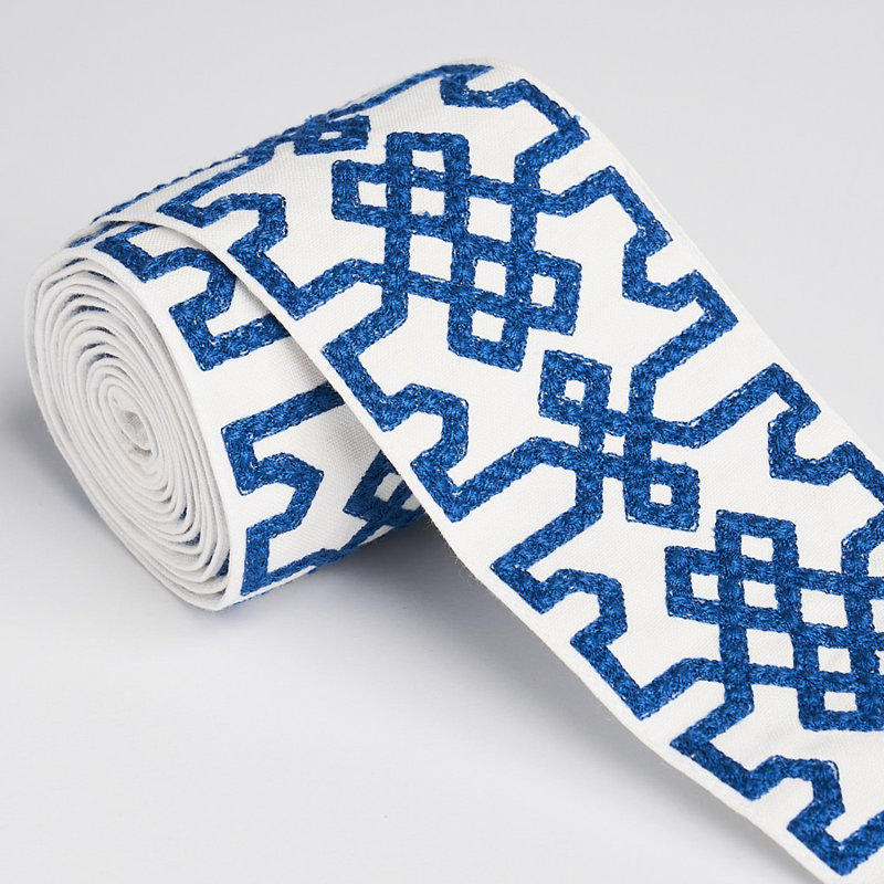 Knotted Trellis Tape , Blue/White