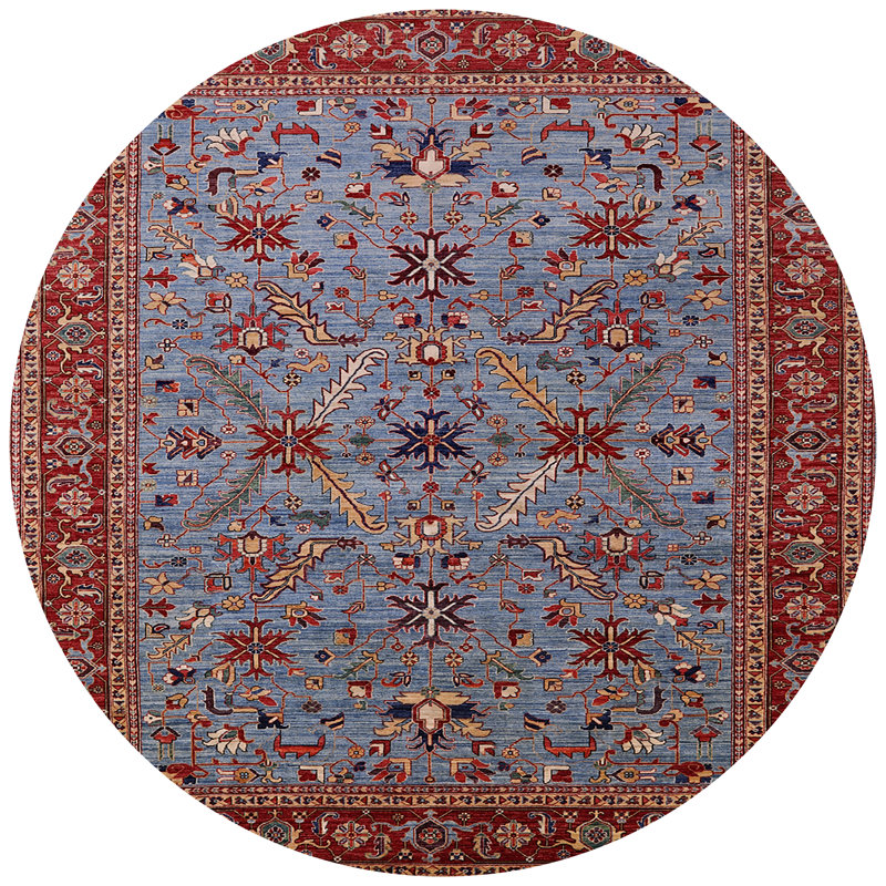 Tapis oriental bleu / rouge, Rond 3 pi