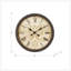 Horloge murale ronde de 20 pouces avec cadre brun antique et surface en verre transparent, mouvement à quartz silencieux