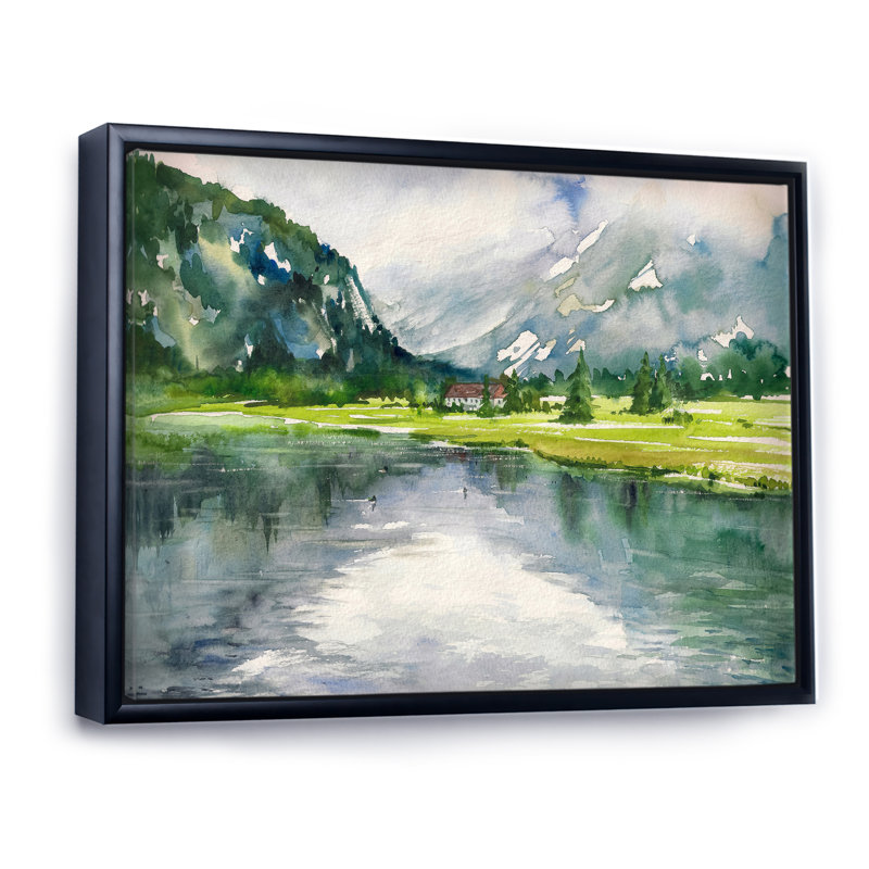 Paysage, art mural sur toile, rivière d'été, reproduction d'art - Paysage d'été avec rivière, H 30 po x l 40 po