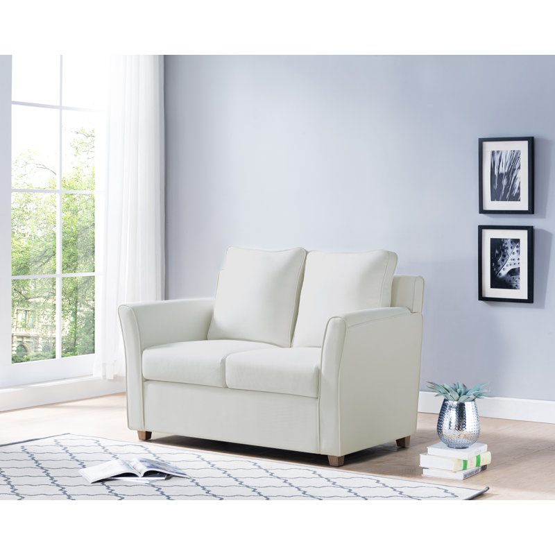 Flossmoor 52.25'' Faux Leather Loveseat, Cream Faux Leather