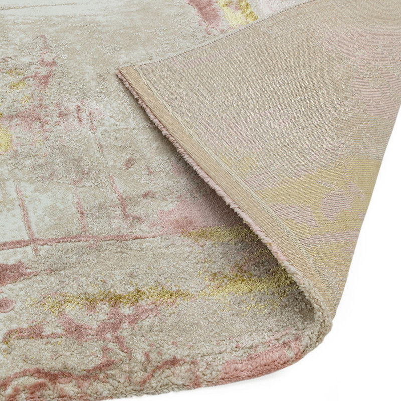 Pink Modern Easy To Clean Abstract Rug For Dining Room Bedroom And Living Room, Polypropylene Plastic/Polyester