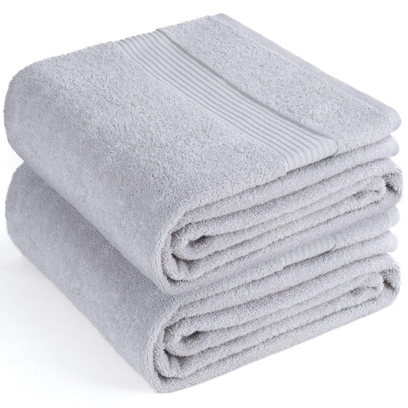 Grand drap de bain 100% coton 2 pièces Bekos Collection, Gris argenté