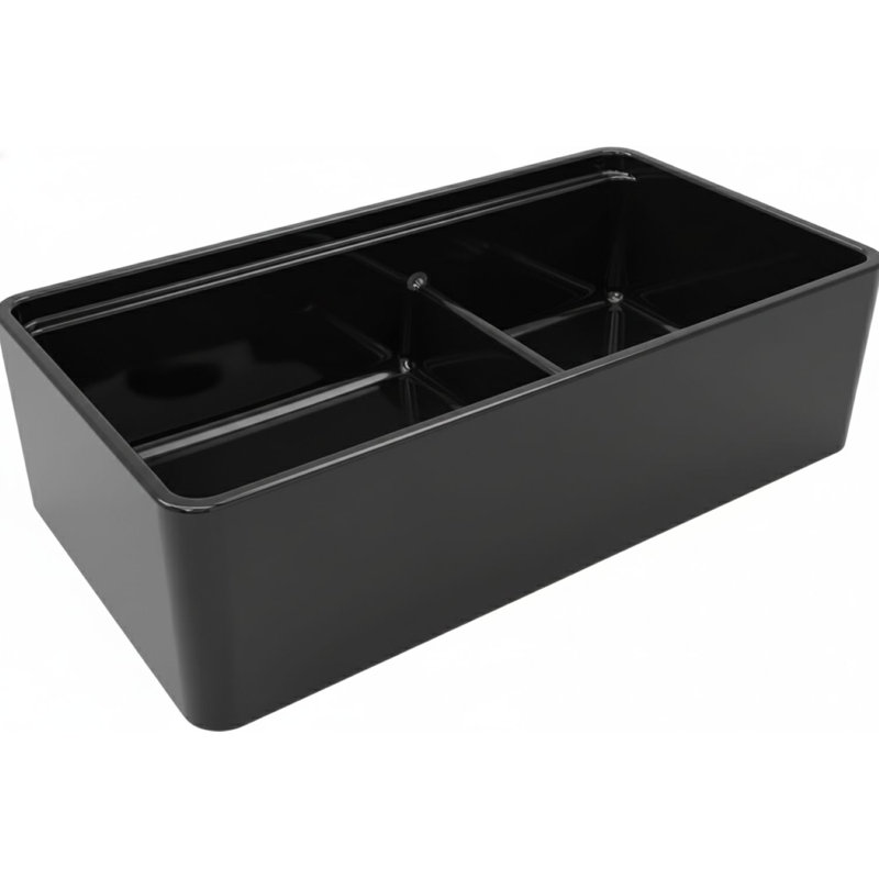 36" Reversible Double Bowl Fireclay Farmhouse Sink, Black