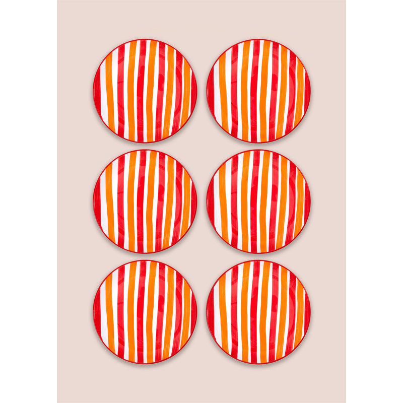 Ensemble d'assiettes à dessert élégantes en céramique (6 pièces), orange, 7,5 x 7,5 x 0,8 pouces | 100% céramique, va au lave-vaisselle | Idéal pour servir des desserts, des fruits et des collations | Élégant et fonctionnel essentiel à manger