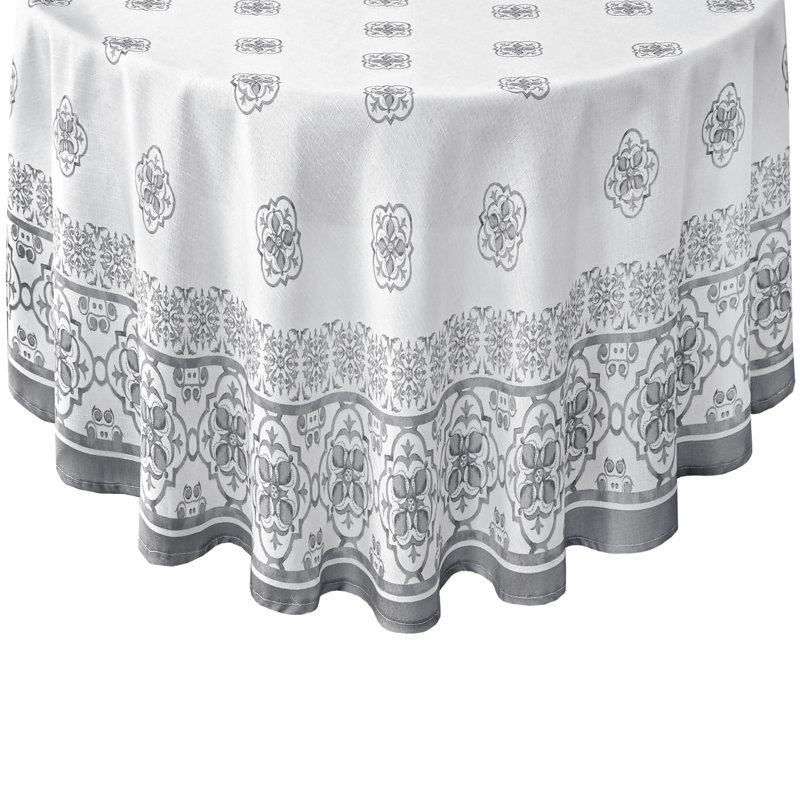 Guven Mediterranean Tile Double Border Tablecloth, 60" x 84" Oval