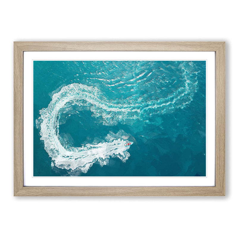 Speed Boat in Portugal in Abstract - Picture Frame Graphic Art Print, Oak Framed, 48cm H x 65cm W x 2cm D