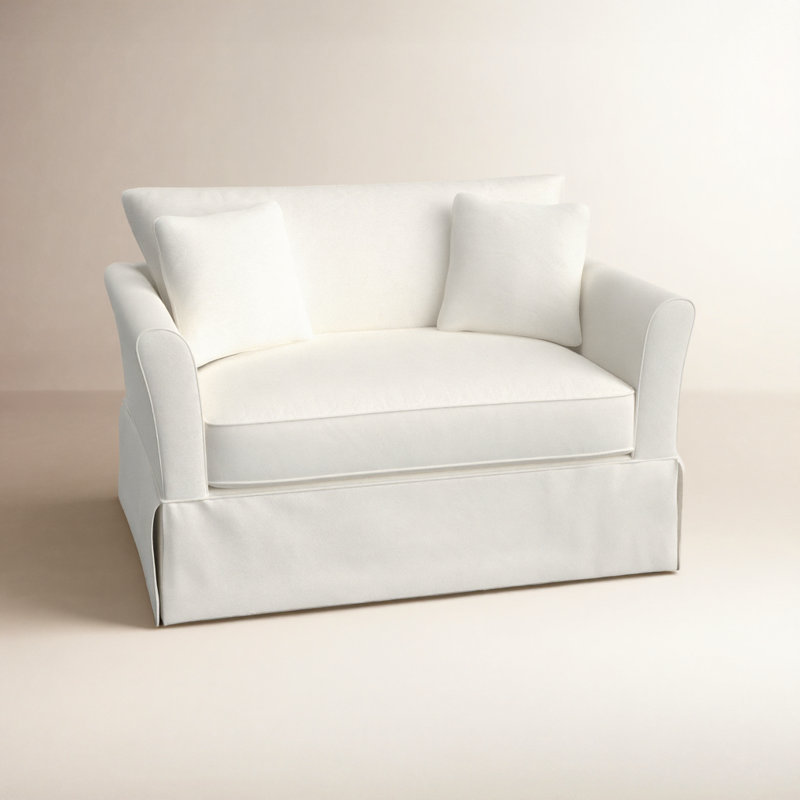 Chaise et demi rembourrée Shelby, Sergé blanc classique