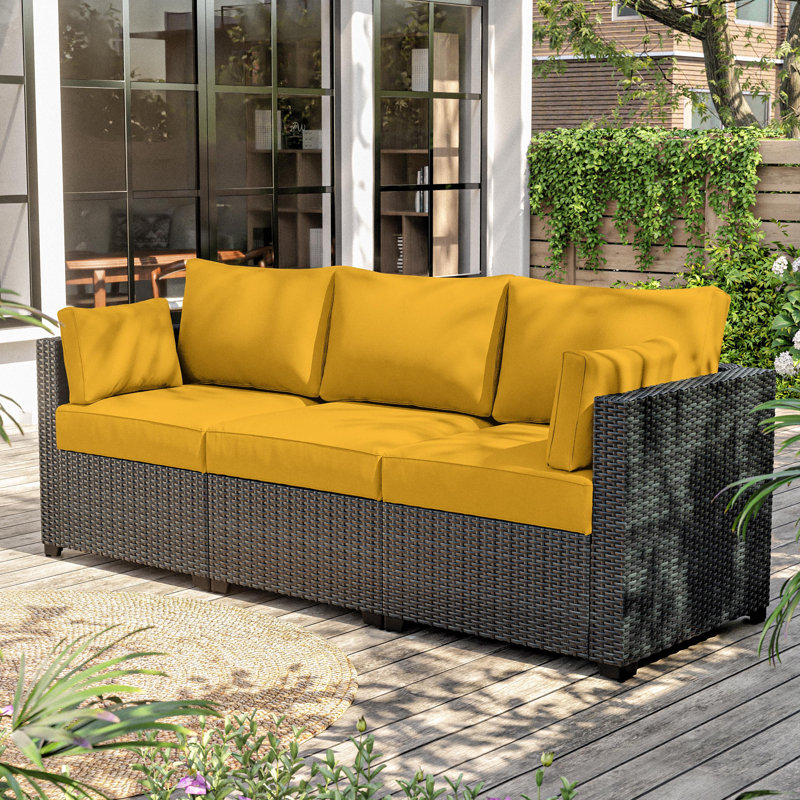 Outdoor Cushions Replacement Patio Cushions Set For 3 Seats, Yellow