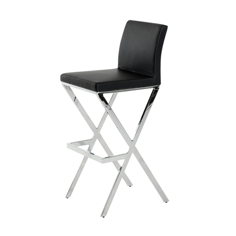 Tabouret de bar en cuirette avec pieds en forme de X, ensemble de 2