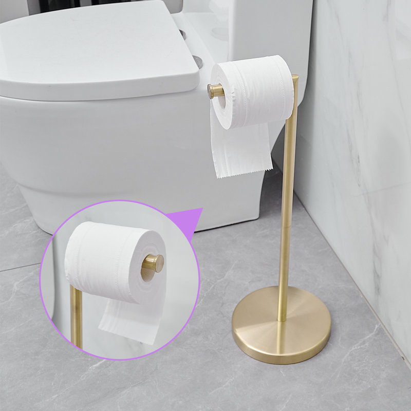 Porte-papier hygiénique sur pied, Or brossé